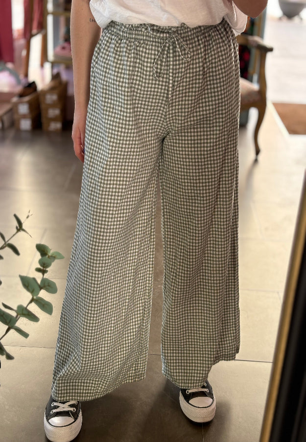 Pantalon Vichy Verde Kaki