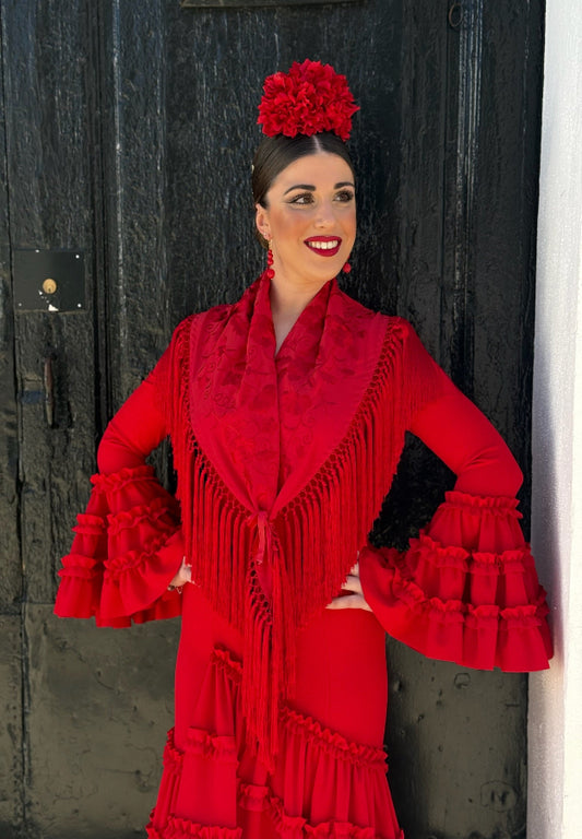 Mantón María al tono rojo