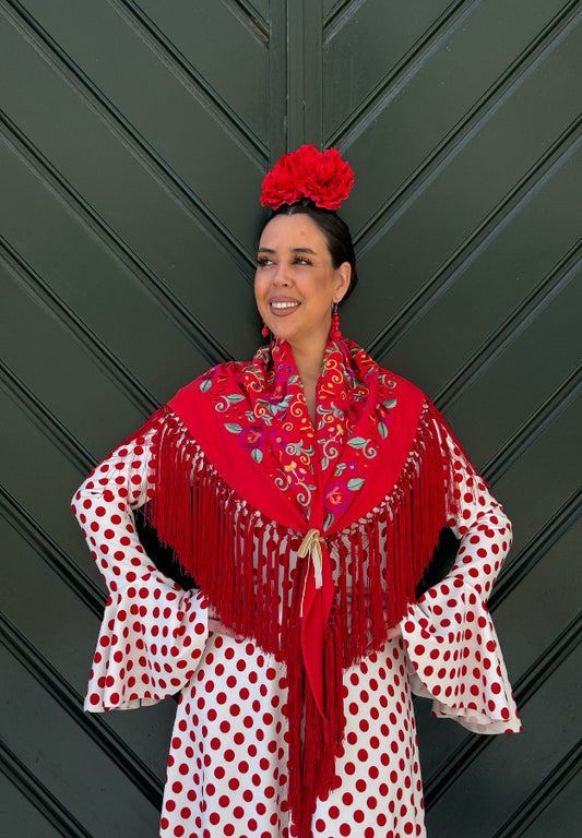 Mantón Jimena rojo