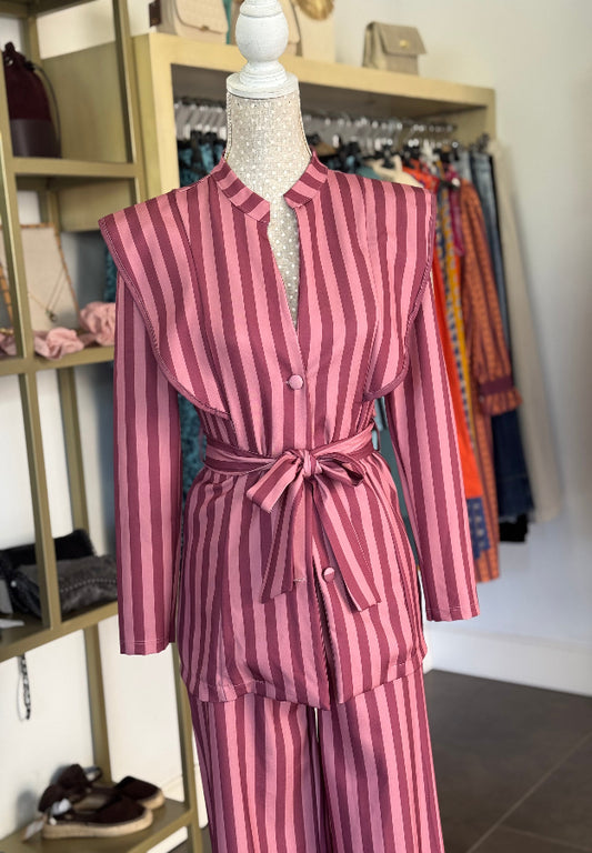 Conjunto rayas rosas