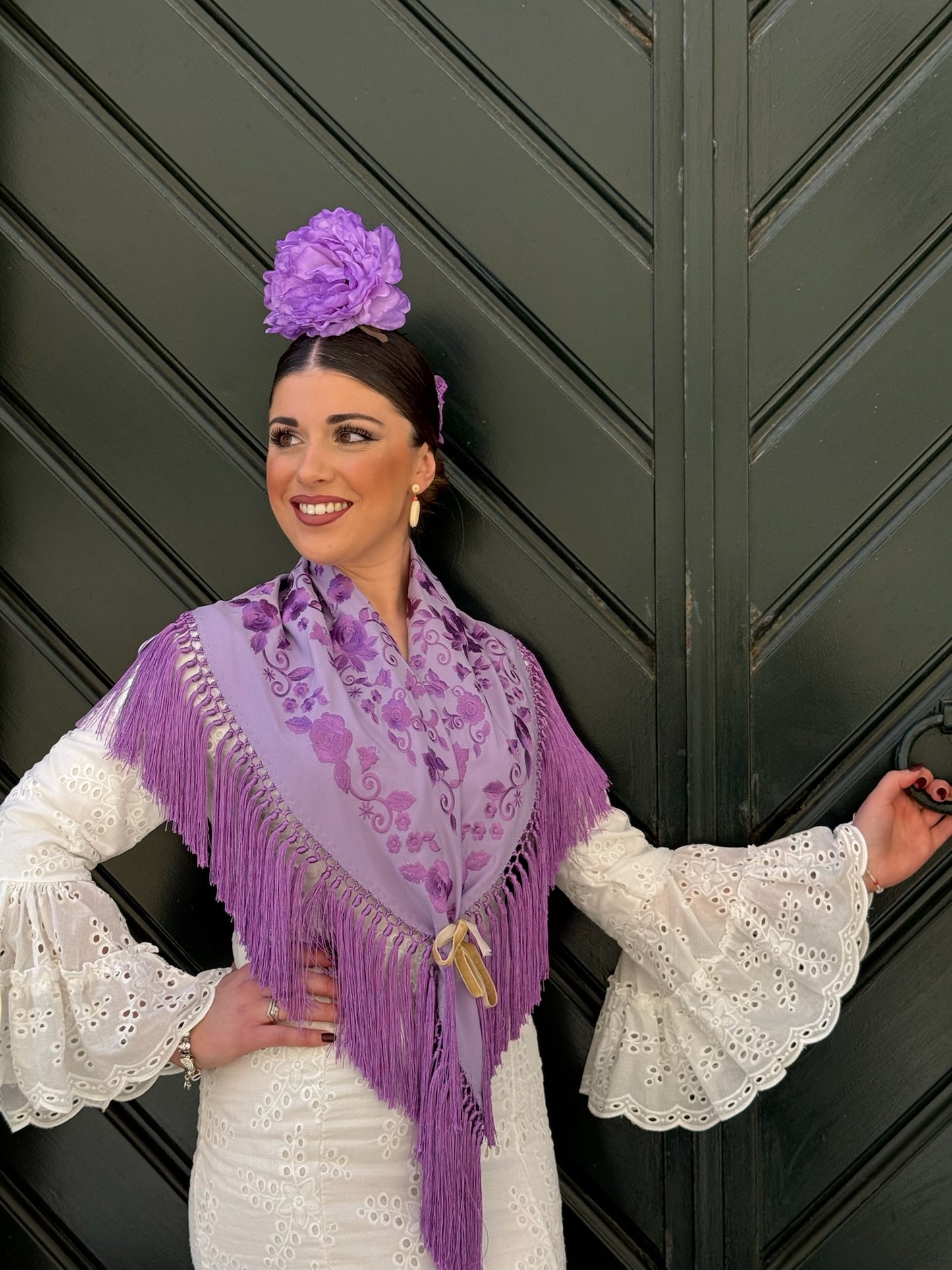Traje flamenca perforado blanco