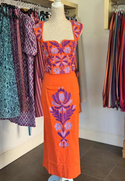 Conjunto Flora naranja