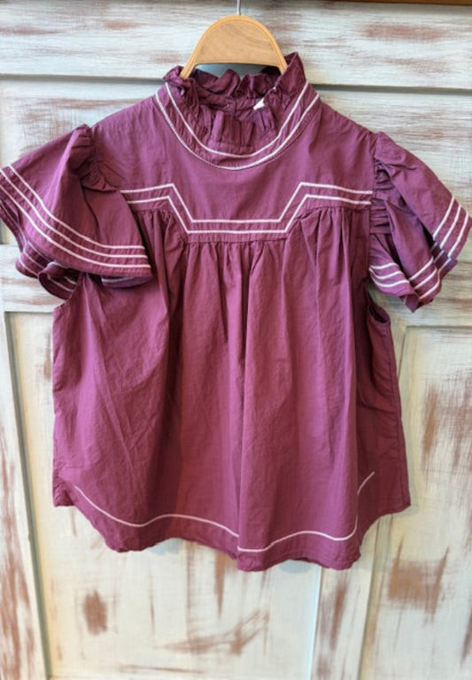 Blusa Bordada Burdeos