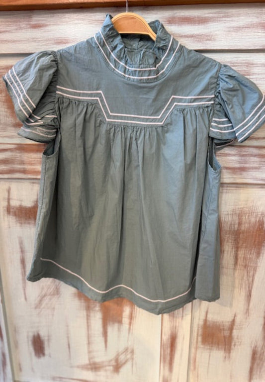Blusa Bordada Verde Agua
