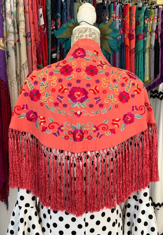 Mantón María mediano coral