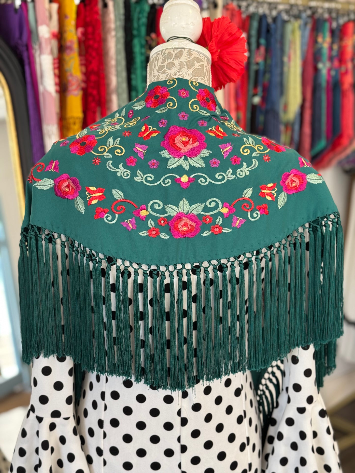 Mantón María verde oscuro