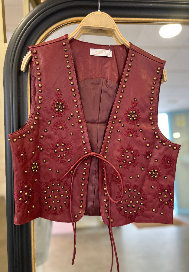 Chaleco Bordado Burdeos