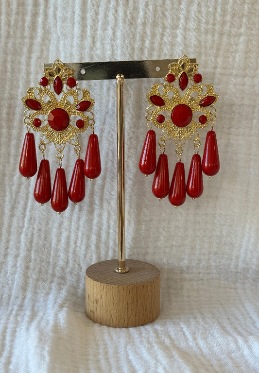 Pendiente feria rojo
