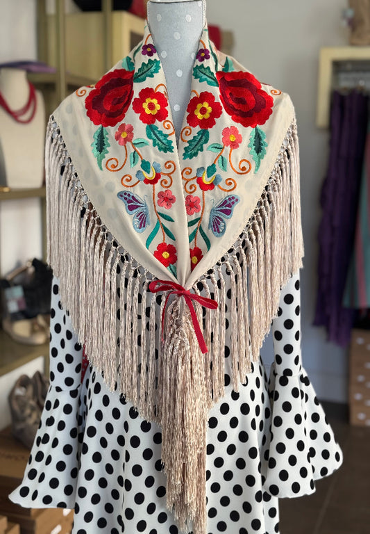 Mantón Celia beige