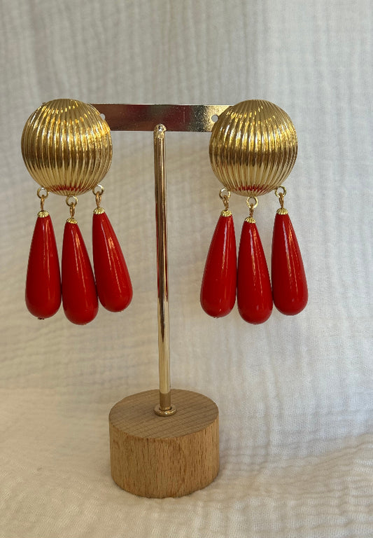Pendiente botón rojo