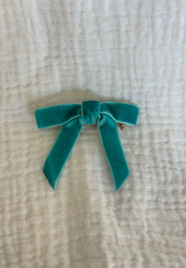 Broche lazo terciopelo verde agua