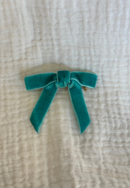 Broche lazo terciopelo verde agua