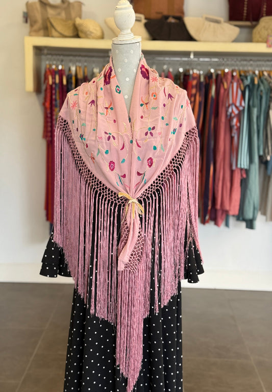 Mantón Paloma Rosa