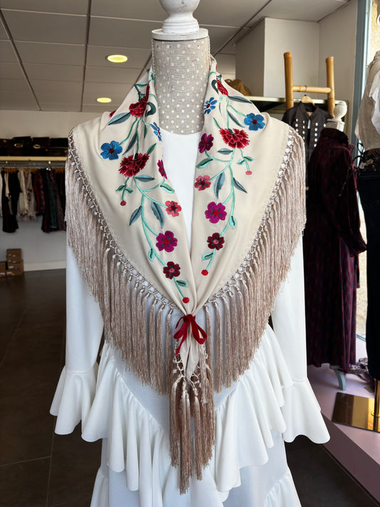 Mantón Clavel Beige