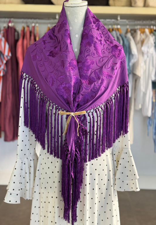 Mantón Ángela al tono morado