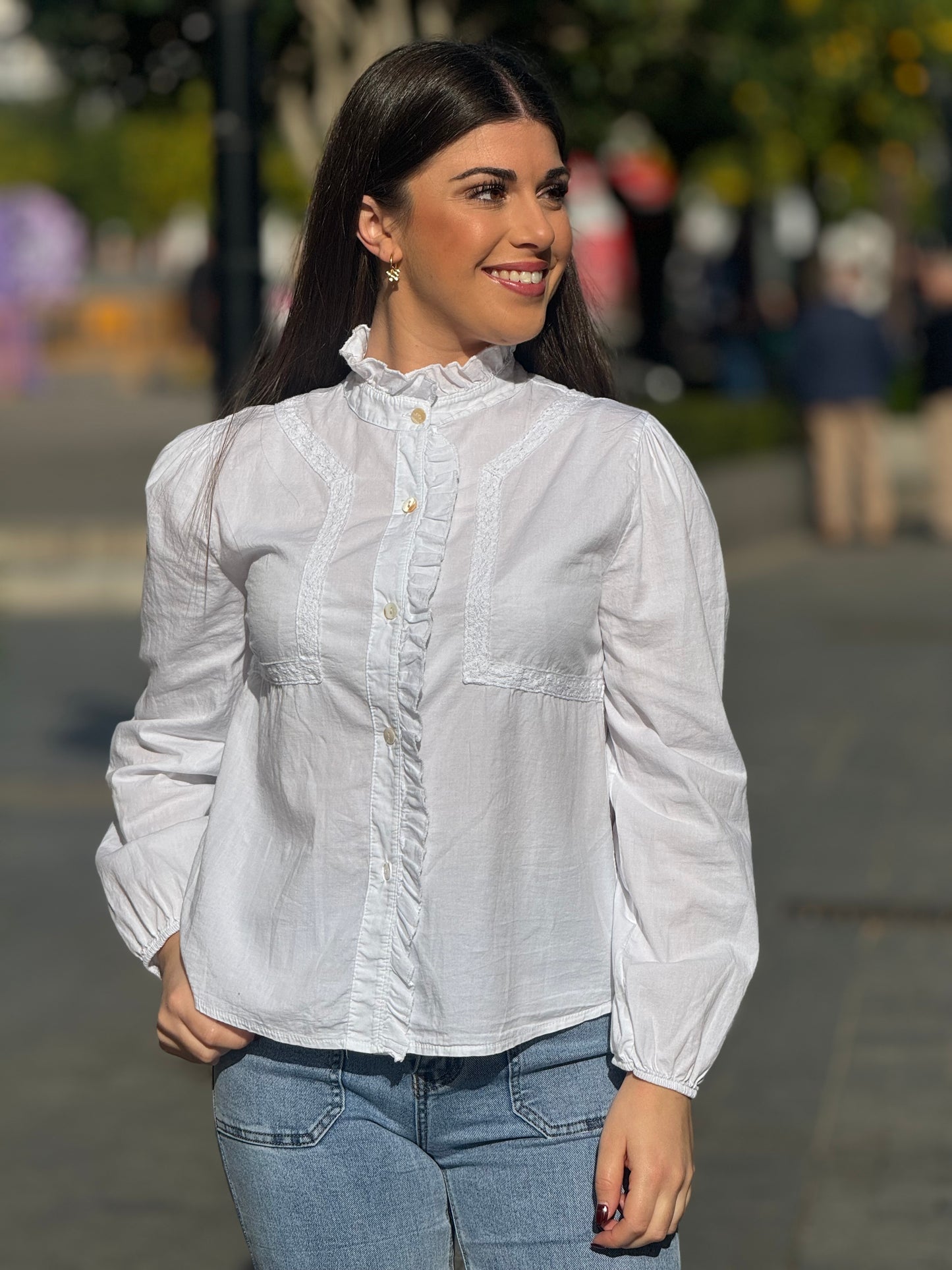 Camisa tira bordada blanca