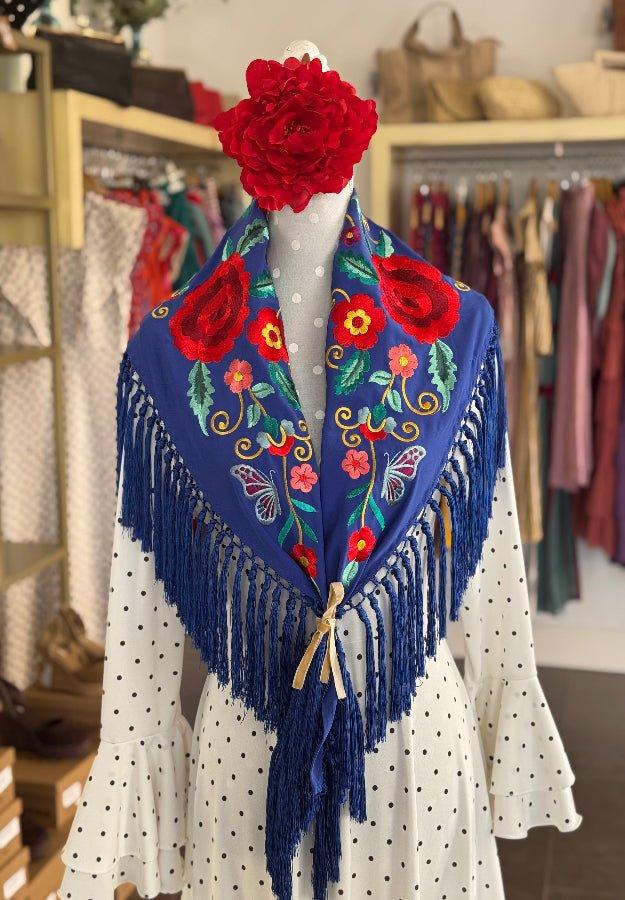 Mantón Celia azul klein