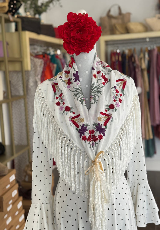 Mantón Triana beige