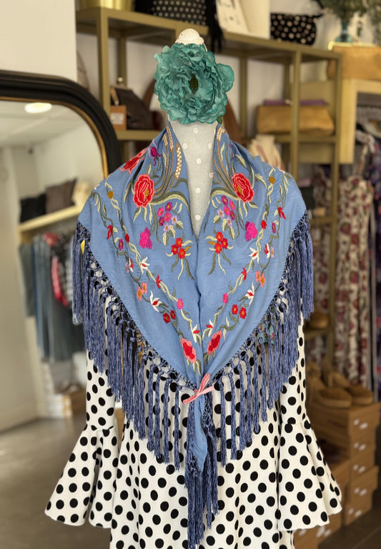 Mantón Lucia Azul Jabonoso