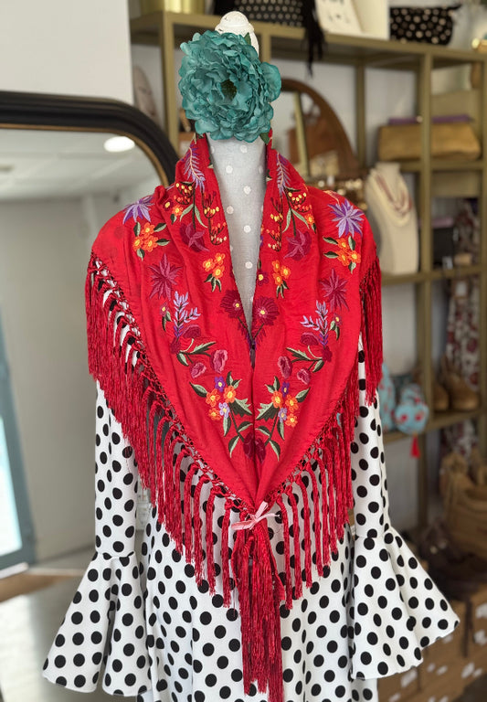 Mantón Laura Rojo