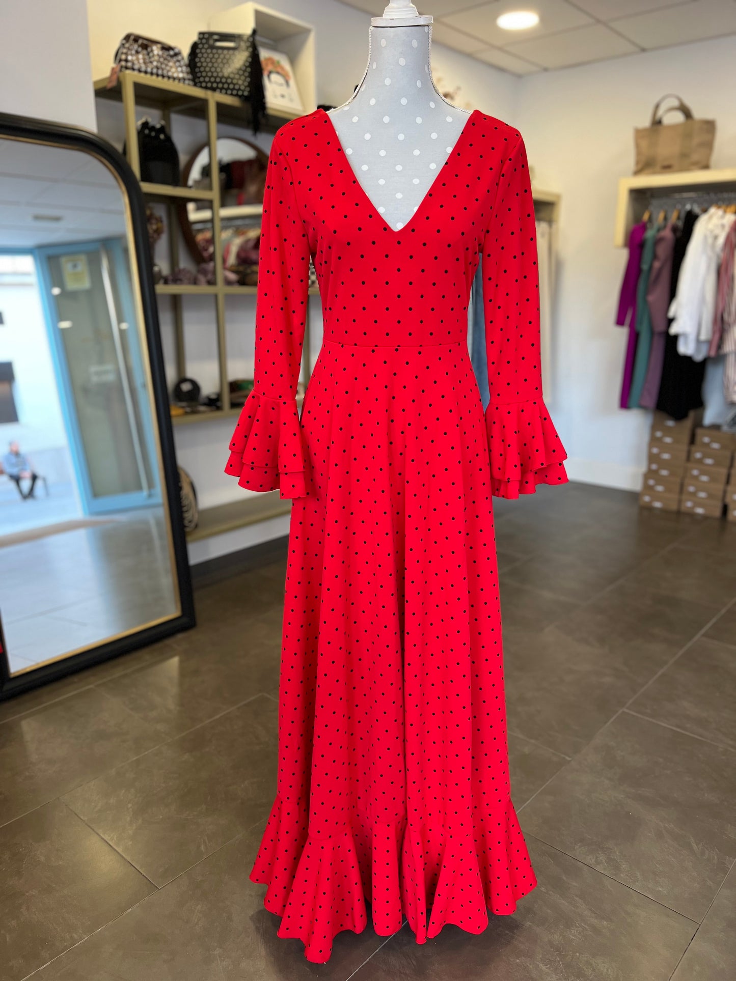 Traje Flamenca Almería Rojo