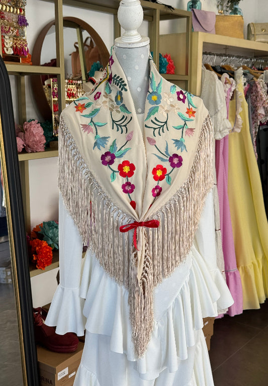 Mantón Martina beige