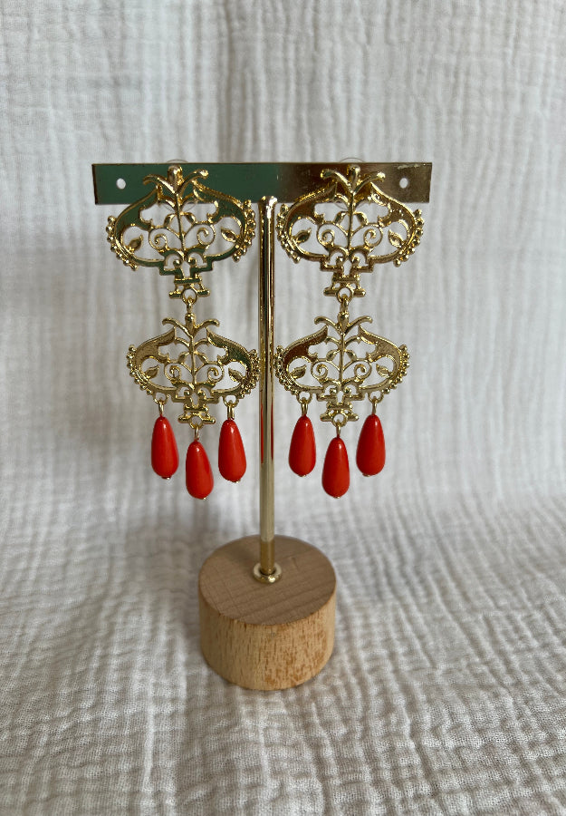 Pendiente Geranio Coral