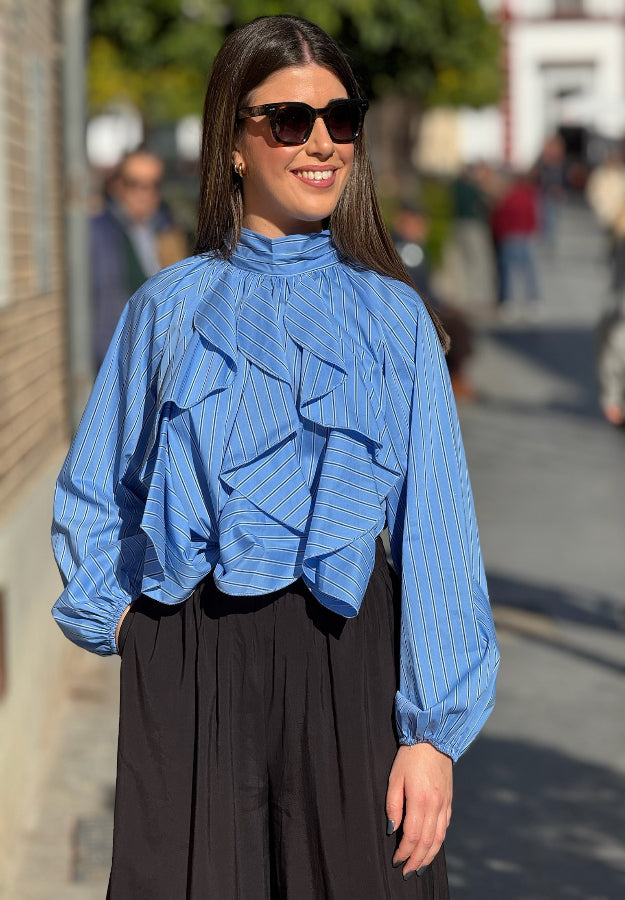 Blusa Volantes Azul