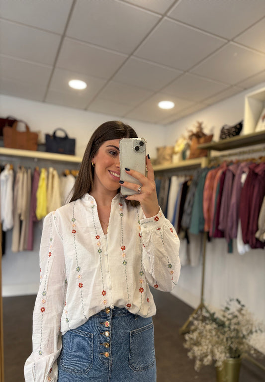 Blusa Blanca Estampada