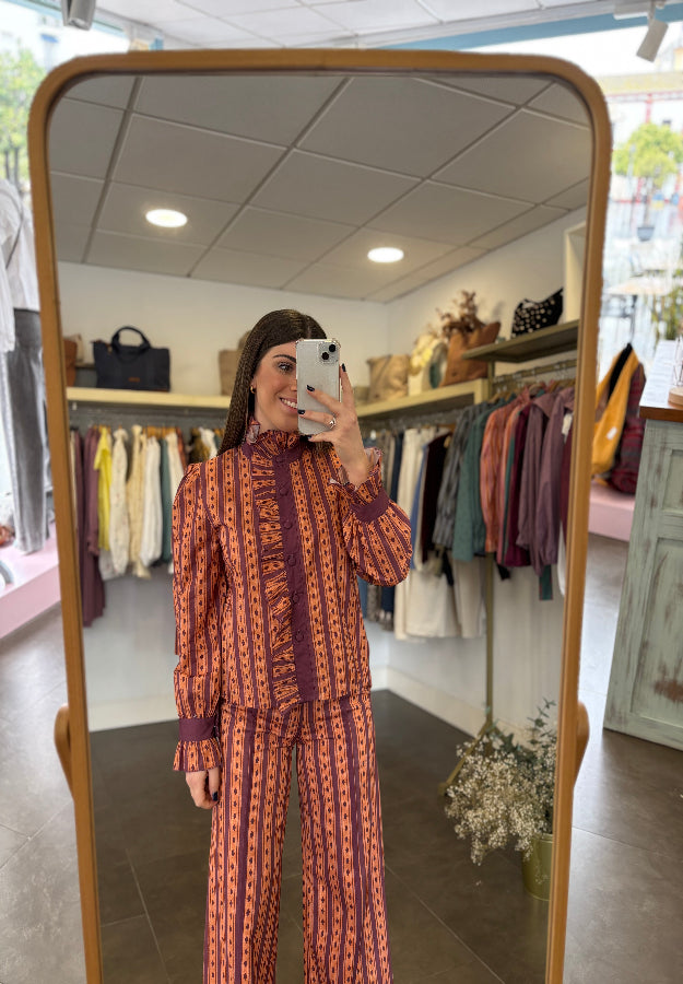 Conjunto Matilda morado y naranja