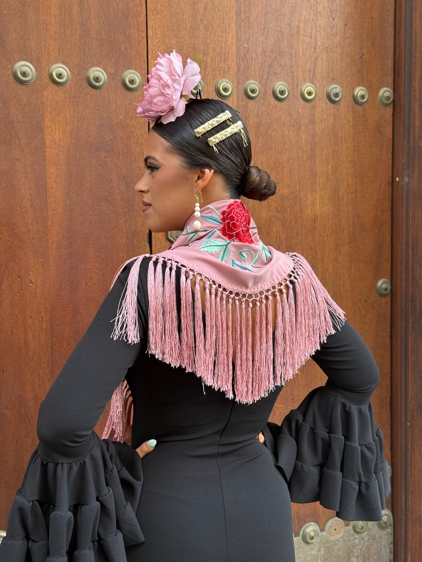 Mantón clavel rosa