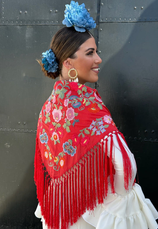 Mantón Manuela rojo
