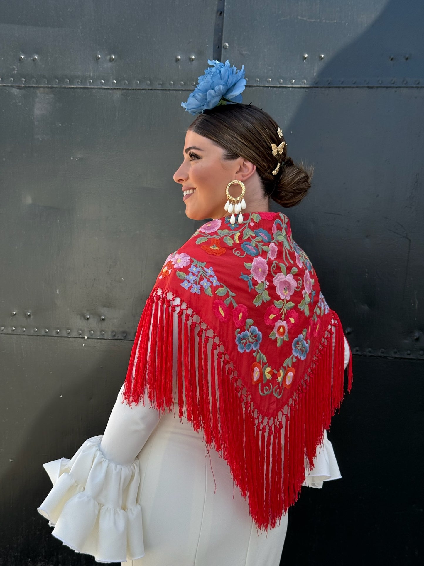 Mantón Manuela rojo