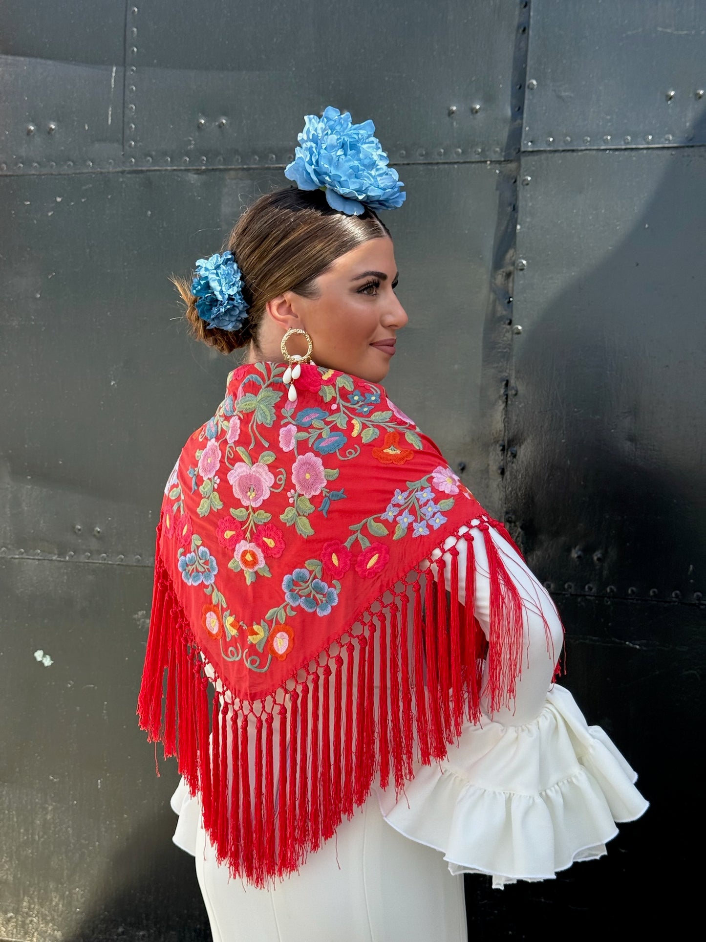 Mantón Manuela rojo