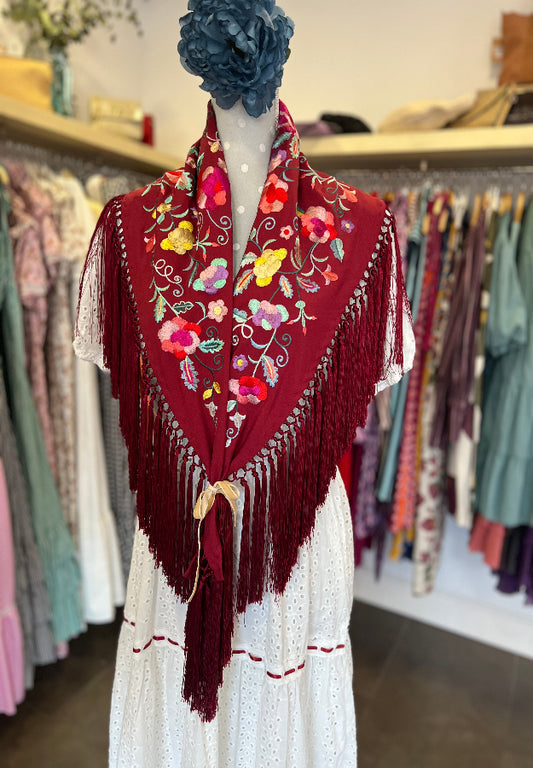 Mantón Carmen Burdeos