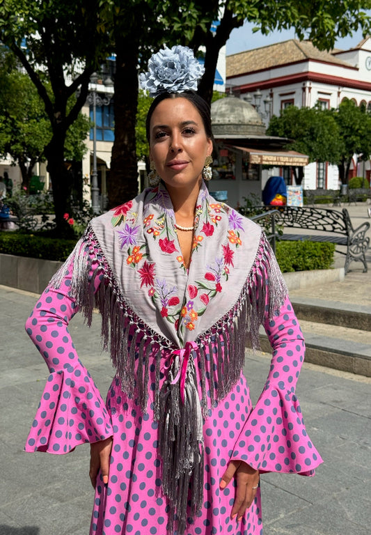 Mantón Laura Gris Perla