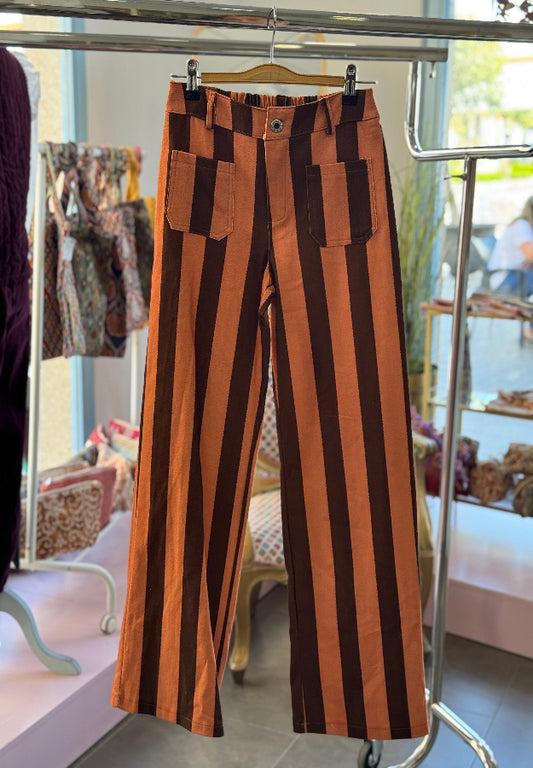 Pantalón rayas naranja