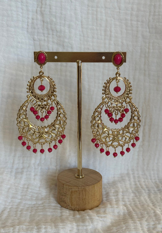 Pendiente Sevilla rosa fucsia