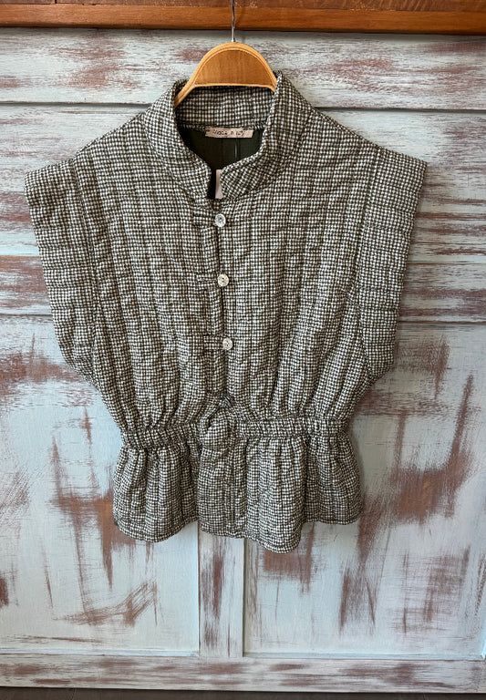Chaleco vichy verde kaki