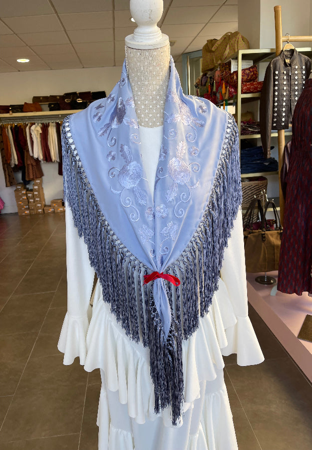 Mantón María Al tono Celeste