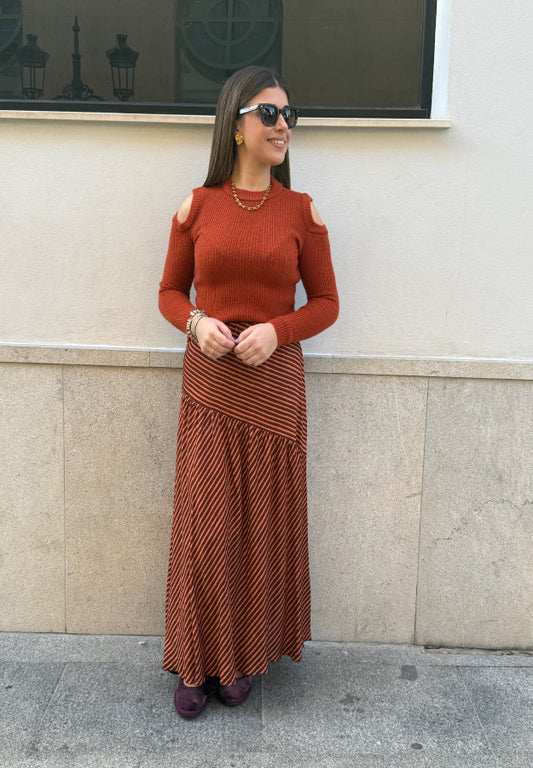 Falda Camila Marrón y Naranja