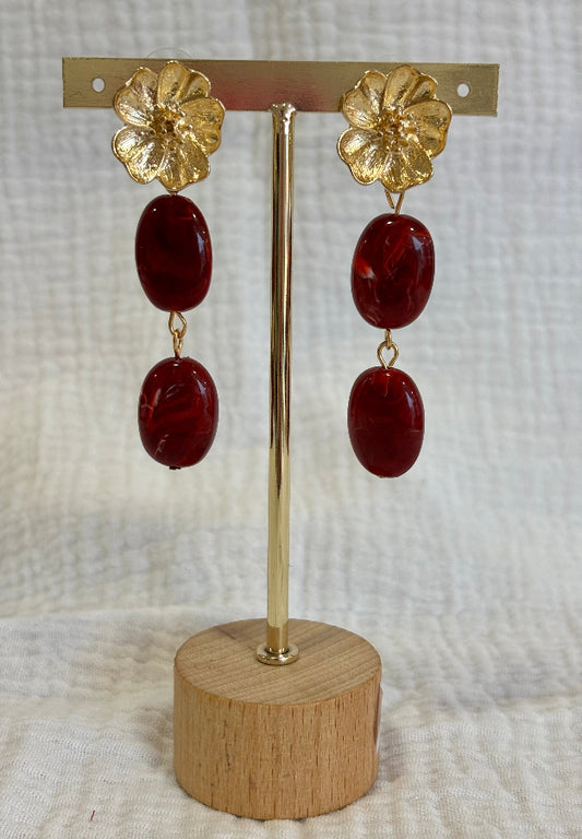 Pendiente Azahar burdeos