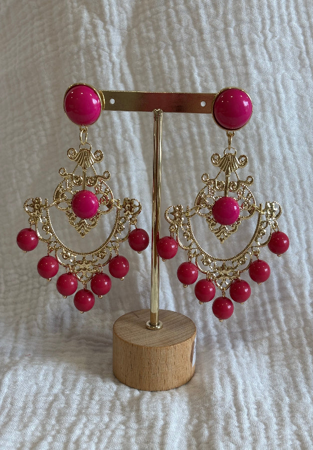 Pendiente Guadalquivir rosa fucsia