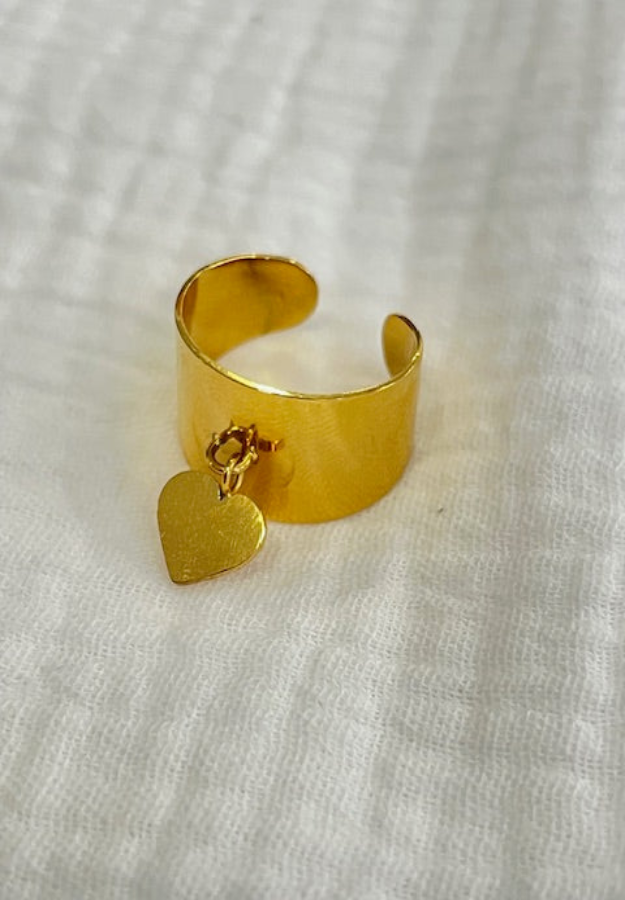 Anillo corazón colgante