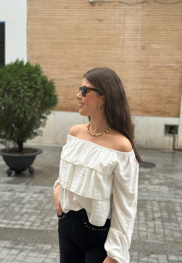 Blusa multi volantes blanca