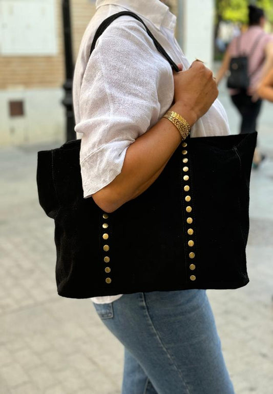 Bolso shopper tachas negro