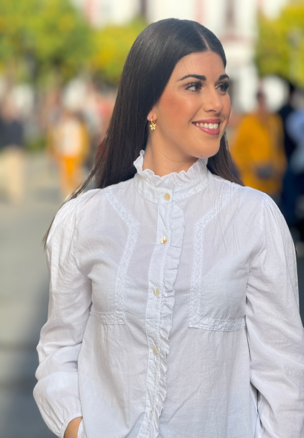 Camisa tira bordada blanca