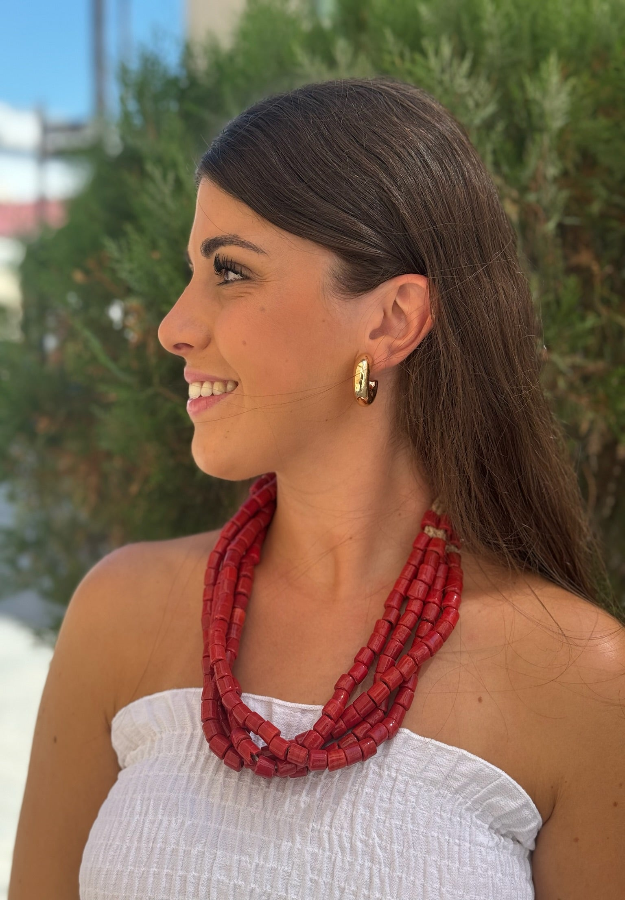 Collar triple rojo