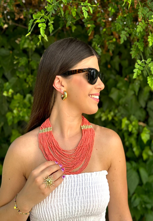 Collar indio coral