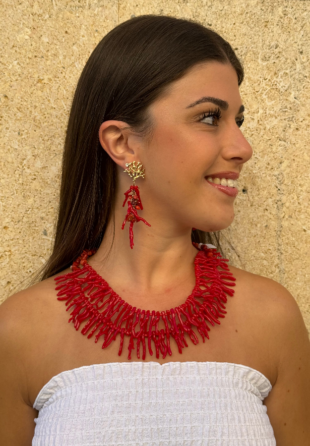 Collar corales rojo